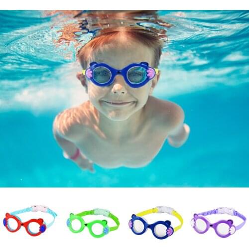 Cute Cartoon Shape Children Kids Silicone Transparent Swim Goggles Waterproof Eyewear Anti-Fog Glasses For Pools Swimming