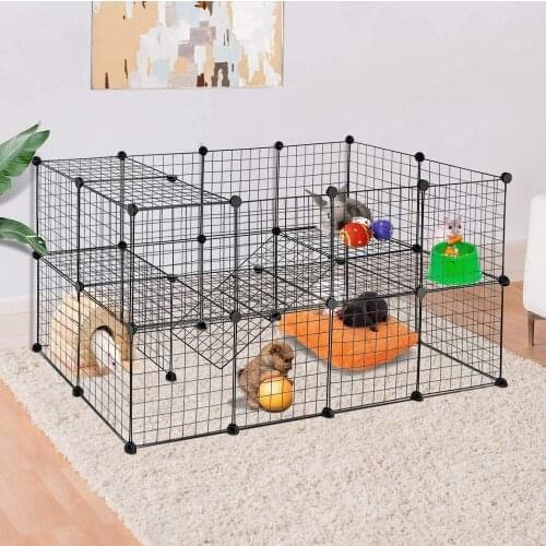Pet Playpen for Small Animals,Portable Metal Wire Grid Cage Indoor Outdoor Exercise Pen Play Yard for Guinea Pigs,Rabbits,Ferret