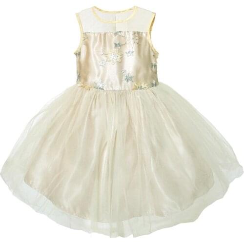 Embroidery Star Girl Dress Silk Lace Baby Girls Princess Party Dresses For Toddler Birthday Dress Kids Clothes 2-6 Years