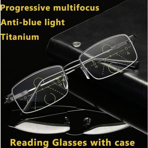Intelligent Progressive Multifocal Reading Glasses For Men Women Anti-Blue Light Presbyopic Glasses Male Business Office Eyewear