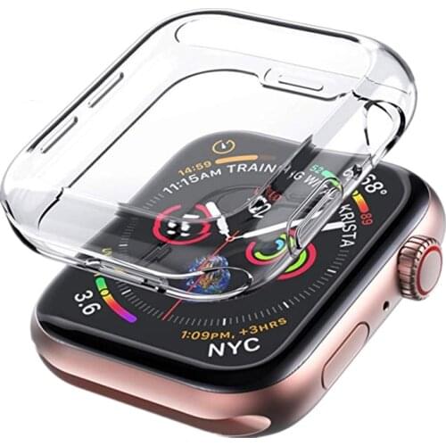 Clear Ultra-Thin Cover For Apple Watch 5 case 44mm 40mm All-Around TPU Screen Protector For iWatch Series 5/4/3/2 Shell