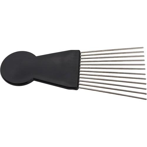 Black Metal Lift Afro Curly Hair Comb With Wide Teeth Salon Professional