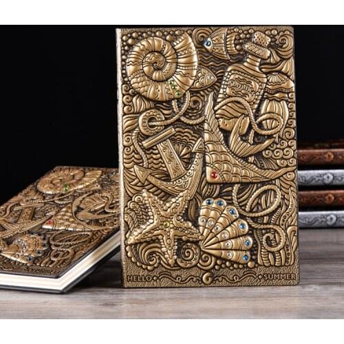 Relief Hardcopy Notebook Vintage PU A5 3D Handmade Ruled Diary Planner Gift Item Craft Ruled Papers