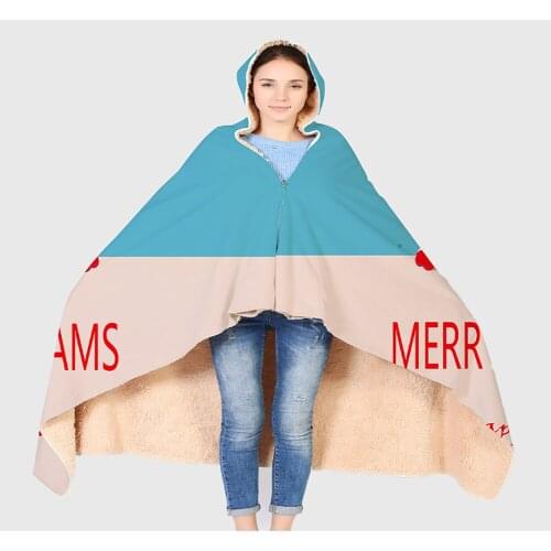 2021 Christmas Decoration Weighted Blanket Hoodie For Sofa Bed Soft Warm Winter Flannel Fleece Blanket Hoodie Throw Blankets