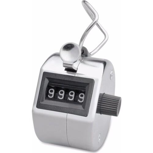Silver Promotion Stainless Metal Mini Lap Golf Hand Held Manual 4 Digit Number Farm Hand Golf Tally Football Counter Clicker 6