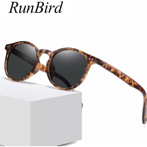 RunBird TR90 Retro Sunglasses Men Polarized Leopard Uv400 Classic Round Sun Glasses for Women 2021 Accessories Summer 5496