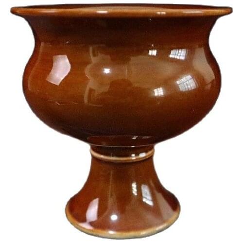 China Old Porcelain A Pair Of Golden Brown Glazed Goblets