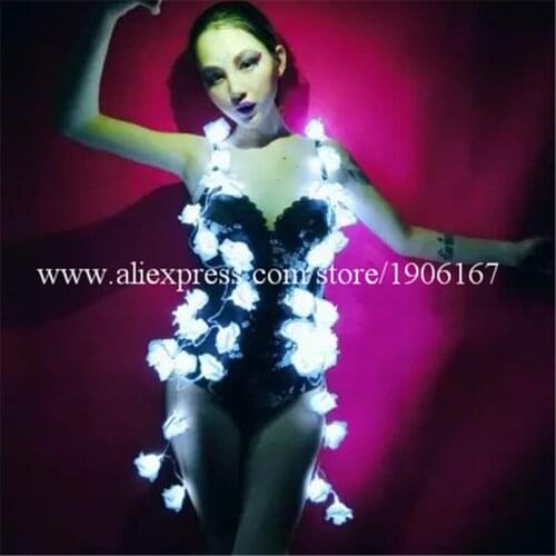 Led Luminous Sexy Women Party Dress Led Light Up Dance Suit DJ DS TV Show Stage Ballroom Clothes