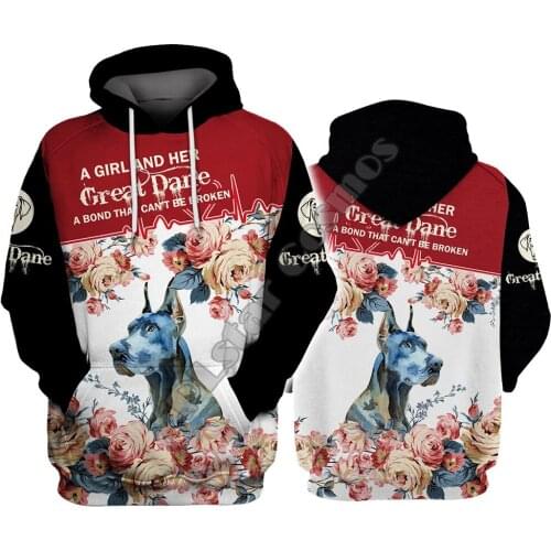 Great Dane A Girl And Her A Bond That 3D Hoodies Printed Pullover Men For Women Funny Sweatshirts Christmas Sweater