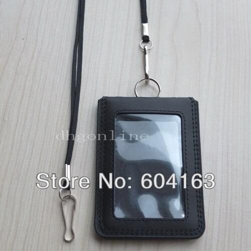3 Genuine Leather Vertical Card Badge Holder + 6 lanyard for credit ID business reel student