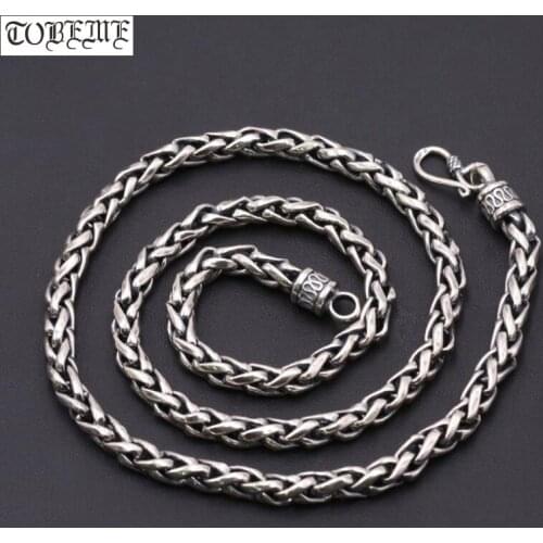 6MM 100% 925 Silver Necklace Vintage Thai 925 Sterling Longevity Neckace Man Necklace