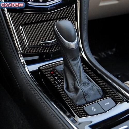 For cadillac ats 2013 14 2015 accessories Styling Carbon Fiber Steering Wheel Gear Panel Door Center Console Internal Stickers