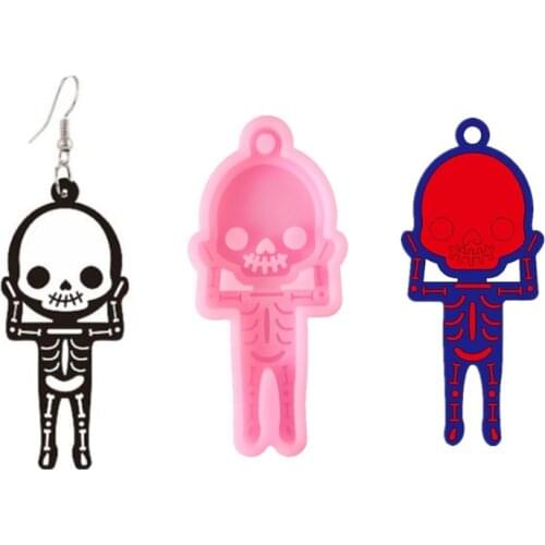 Shiny Skeleton Earrings Mold Keychain Necklace Polymer Clay Silicone Mold Skull Mold Skulls Jewelry Keychain Mold