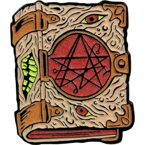 Necronomicon Book Badge Eays Leaf Necronomicon Gate Brooch