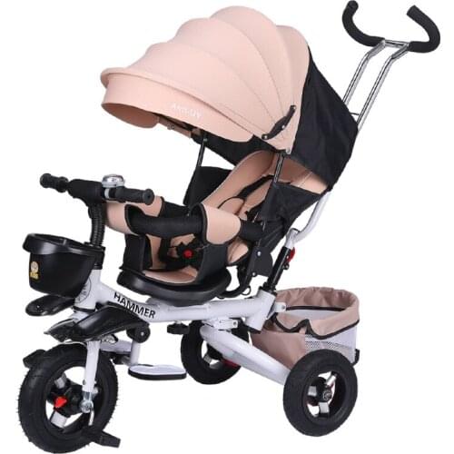 1-6 Years Old Baby Stroller Push-ride Dual-use Can Sit, Lie Down and Foldable Three-wheeled Baby Stroller