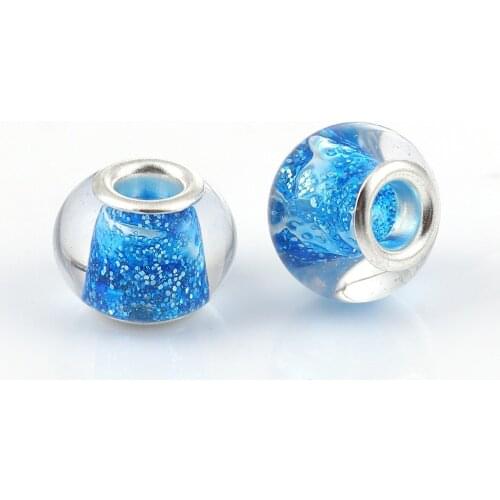 DoreenBeads Gradient Charm Beads Zinc Based Alloy Resin Round silver color Faceted Colorful Glitter Beads,About 14mm Dia, 20 PCs