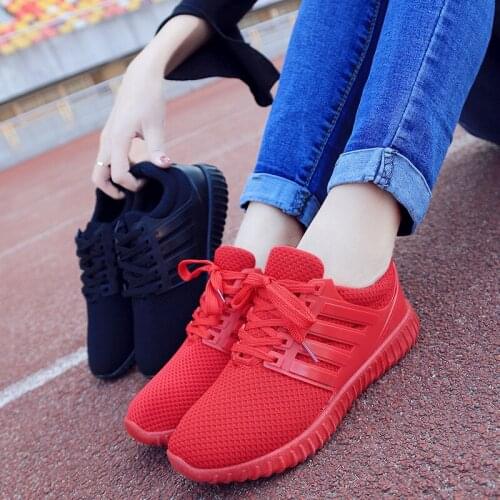Fashion Woman Tennis Shoes Light Breathable Female Sport Shoes Walking Sneakers Lace-Up Women Flats Outdoor Casual Jogging Shoes