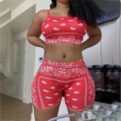 Fashion 2Pcs Set Sling Crop Top+Bermuda shorts for women Women Sexy Casual Tank Top Shorts Suit Ladies Sleepwear Homewear 2021