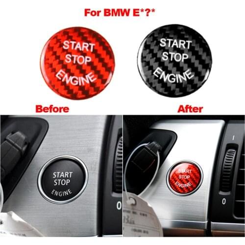 Real carbon fiber Engine start stop buttons decoration sticker car molding trims for BMW E60 E90 E92 E87 E63 E82 E70 E71