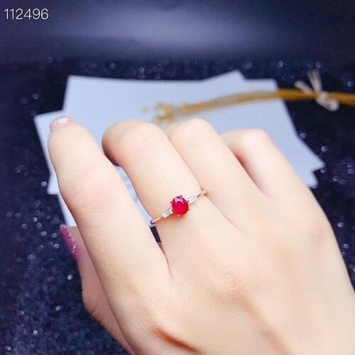 New Natural Ruby Ring Womens 925 Silver Simple and Atmospheric Style Jewelry for Young Peoples Daily Needs
