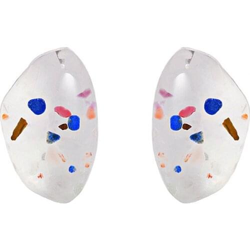 New Trendy Japan Geometric Irregular Oval Transparent Resin Acrylic Stud Earrings For Women Girls Fashion Party Jewelry Gifts