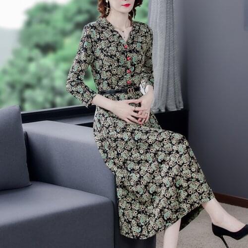 2021 Autumn Women Vintage Floral Knitting Maxi Dress Winter Casual Print 3XL Plus Size Midi Dress Elegant Bodycon Party Vestidos