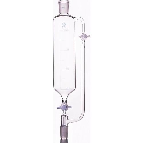 Separatory funnel constant pressure cylindrical shape,standard ground mouth 1000ml,Joint 29/42+29/42,Double PTFE switch valve
