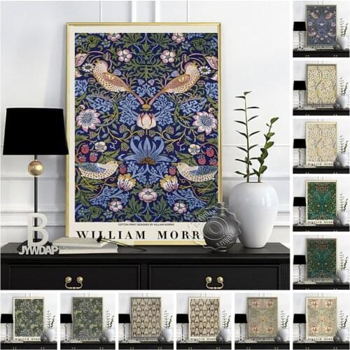 William Morris Poster, Repeat Textile Design Patten Wall Art, Retro Flower Leaf Wall Picture, Snakeshead Printed Textile Prints