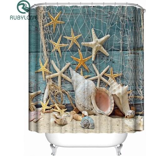 Starfish Shower Curtains Bathroom Curtain Waterproof Fabric-shower-curtain High Quality Bathroom Products