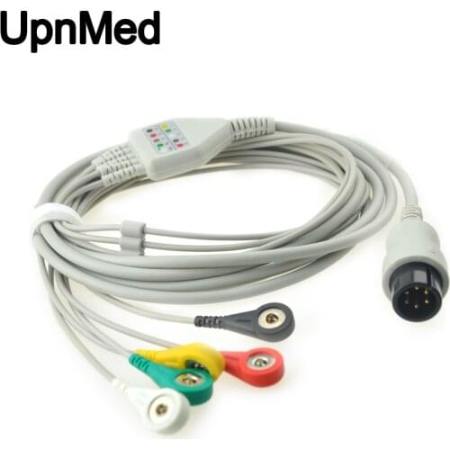 Compatible Normal/CSI/Datascope 6pin 5 lead ECG cable and lead wires,Snap IEC
