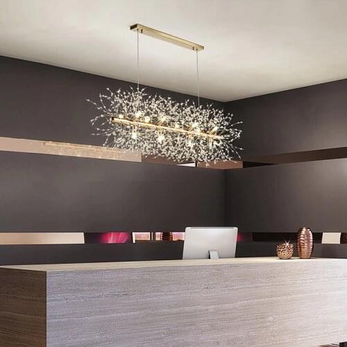 ZuuuVny Modern New Rectangle Design Dandelion Led Chandelier Crystal Spark Ball G9 led Chandelies Decor For Bedroom Living Room