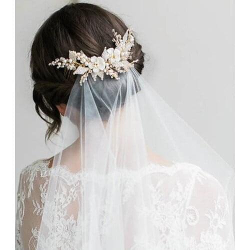 Rhinestone Bridal Hair Combs Wedding Hair Accessories Bride Tiara Headpiece Pearl Ornaments Wedding Hair Comb Head Jewelry