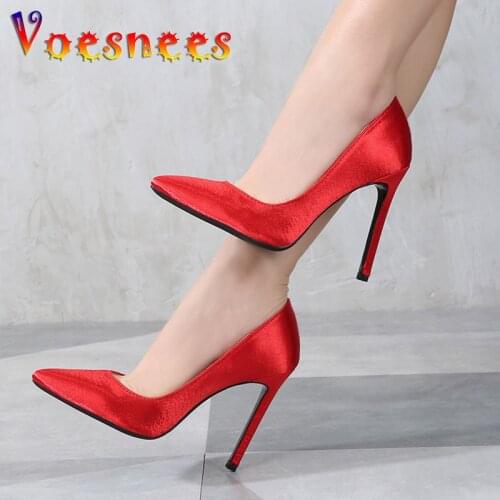 High Heels Pumps Women Shoes 2019 Night Club Fashionable Sexy Hundred Shoes with Shallow Mouth Wedding Shoes Red Large-sized