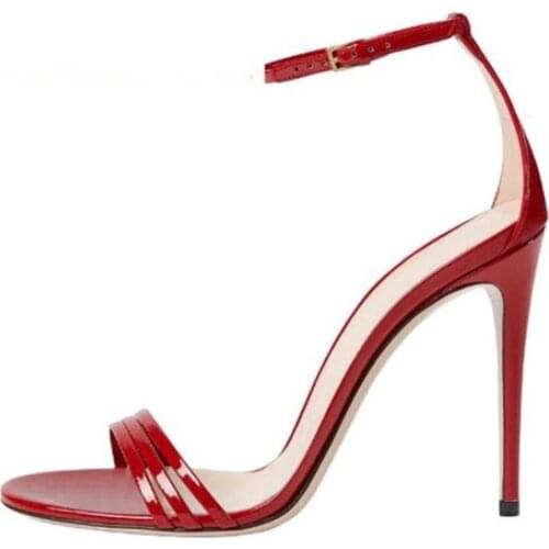 SHOFOO shoes,Beautiful fashion womens shoes, lacquer leather, about 11 cm high-heeled sandals, womens sandals. SIZE:34-45