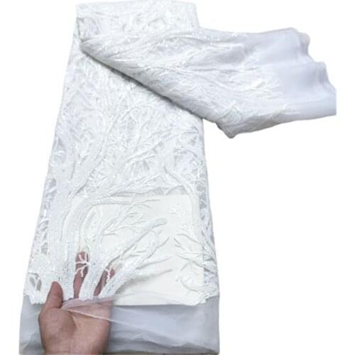 African Sequins Tulle Mesh Lace Fabric 2021 White High Quality Lace Nigerian Net Lace Fabrics For Women Party Wedding In White
