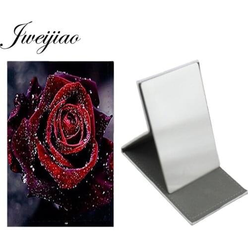 Youhaken Trend Flower Mirror New Fashion Desktop Mirror Stainless Steel Leather Travel Makeup Beauty Tools Makeup Mirrors