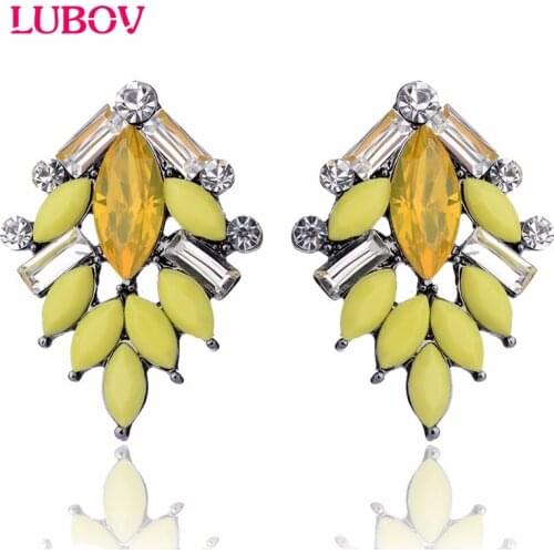 2018 New Trendy Jewelry Hot Sale Classic Tree Shape Acrylic Opal Stone Stud Earrings Elegant Statement Women Piercing Earrings
