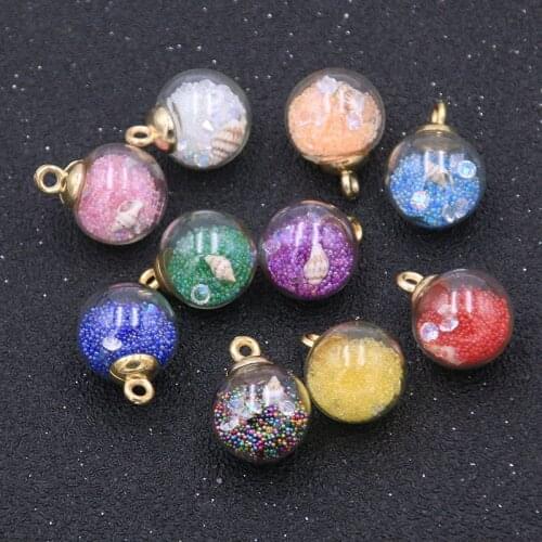 10pcs 10 color 16mm Transparent charm glass ball colorful beads pendant box jewelry necklace earrings DIY material discovery