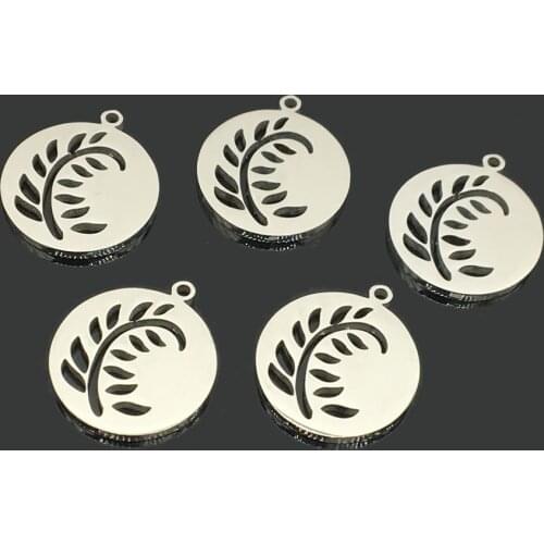 10pcs Olive Leaf Stainless Steel Necklace Pendant Stainless Steel One Hole Olive Branch Charm for DIY Jewelry Making