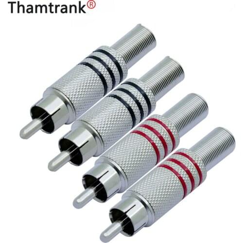 100pcs/lot RCA Connector RCA Male Plug with Spring Nickel Plated RCA Wire Connector Speaker Plug Jack 5 Pairs Red+Black