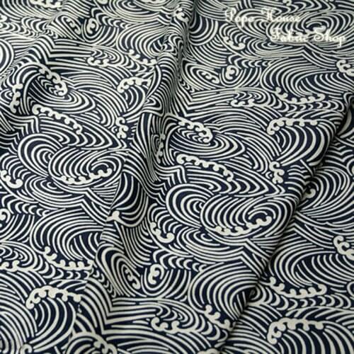 100x150cm Japanese Style Wave Pattern Cotton Linen Fabric For Sewing Quilt Curtain Sofa Diy Sheet Pillowcase Patchwork
