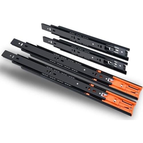 2Pcs Metal Buffer Drawer Slides 10-22" Track Width 45mm Mute Three-Section Rail Sliding Furniture Hardware Fittings