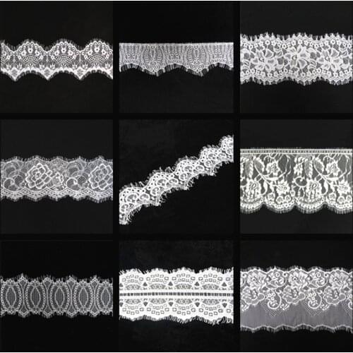 28 kinds of white eyelash lace ribbon African lace fabric 3meters diy underwear needlework lace womens clothing wedding dress