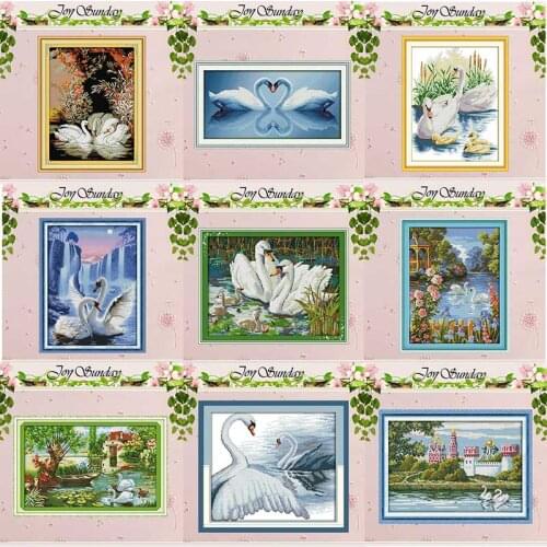 White swan Swan lake family counted 11CT 14CT Cross Stitch Sets DIY Chinese Cross-stitch Kits Embroidery Needlework Home Decor