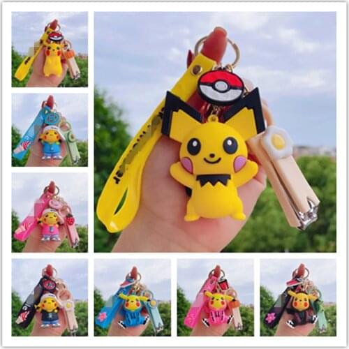 Cute animation character key chain nail clippers schoolbag pendant cute doll key chain Multiple functions