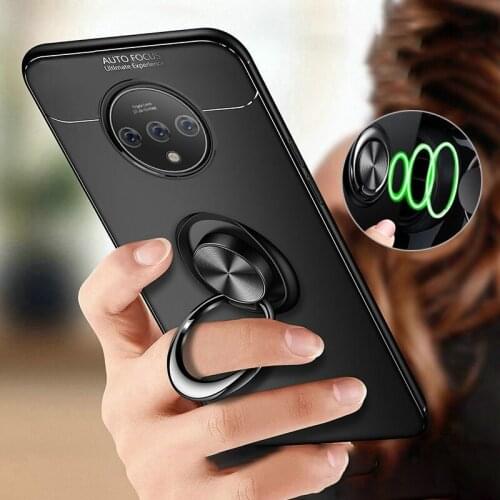 Finger Ring Phone Case For OnePlus 7 Pro 7T 7Pro 6 6T Coque Car Holder Stand Silicone Cover Case For OnePlus 7T Pro