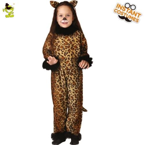 Child Leopard Costumes Dress Up Birthday Party Cospaly Girl Mascot Animal Leopard Jumpsuit for Chrismas Clothes