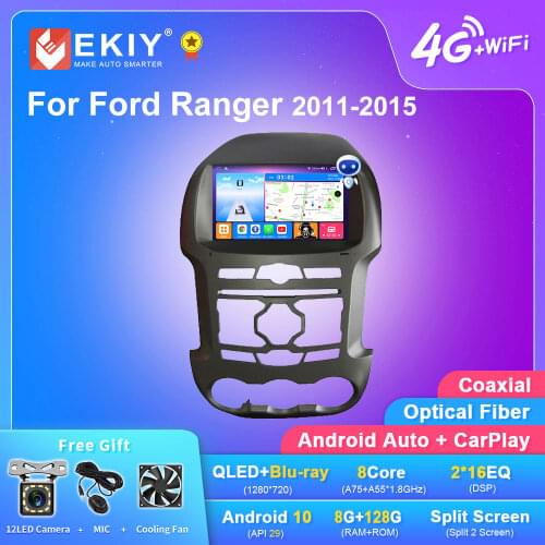 EKIY QLED DSP Android 10 Car Radio For Ford Ranger F250 2011-2015 Stereo Multimedia Player 6G+128G GPS Navi BT Carplay 2din DVD
