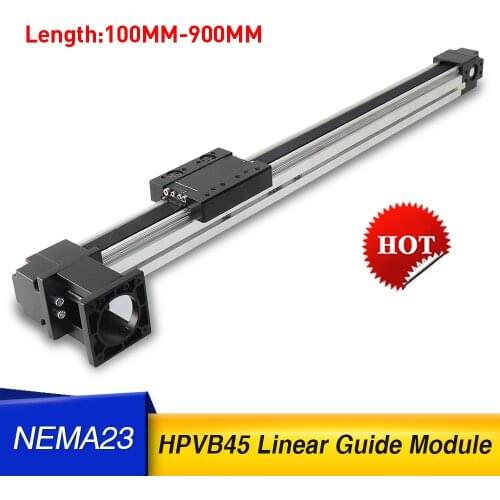 HPVB45 NEMA23 Effective Travel Stroke Lenght 100 -900mm HTD3M-15 Timing Belt Linear Slide Guide Motion Module Sliding Tabel CNC