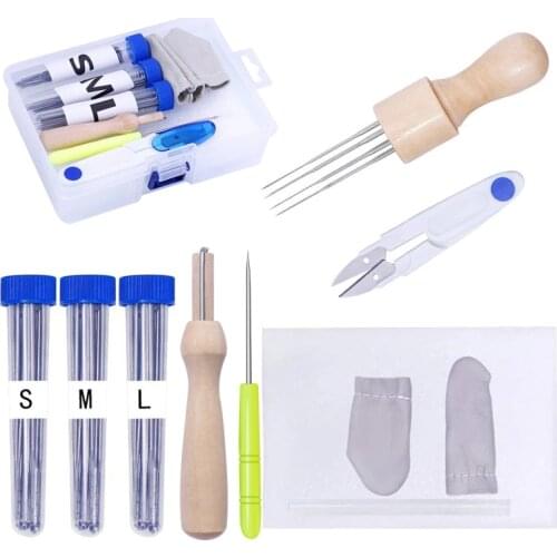 Imzay Sewing Needles Felting Needles Kits Artesanato Wool Felt Pocked Set DIY Craft Felt Tools with Wood Handle Clear Bottle